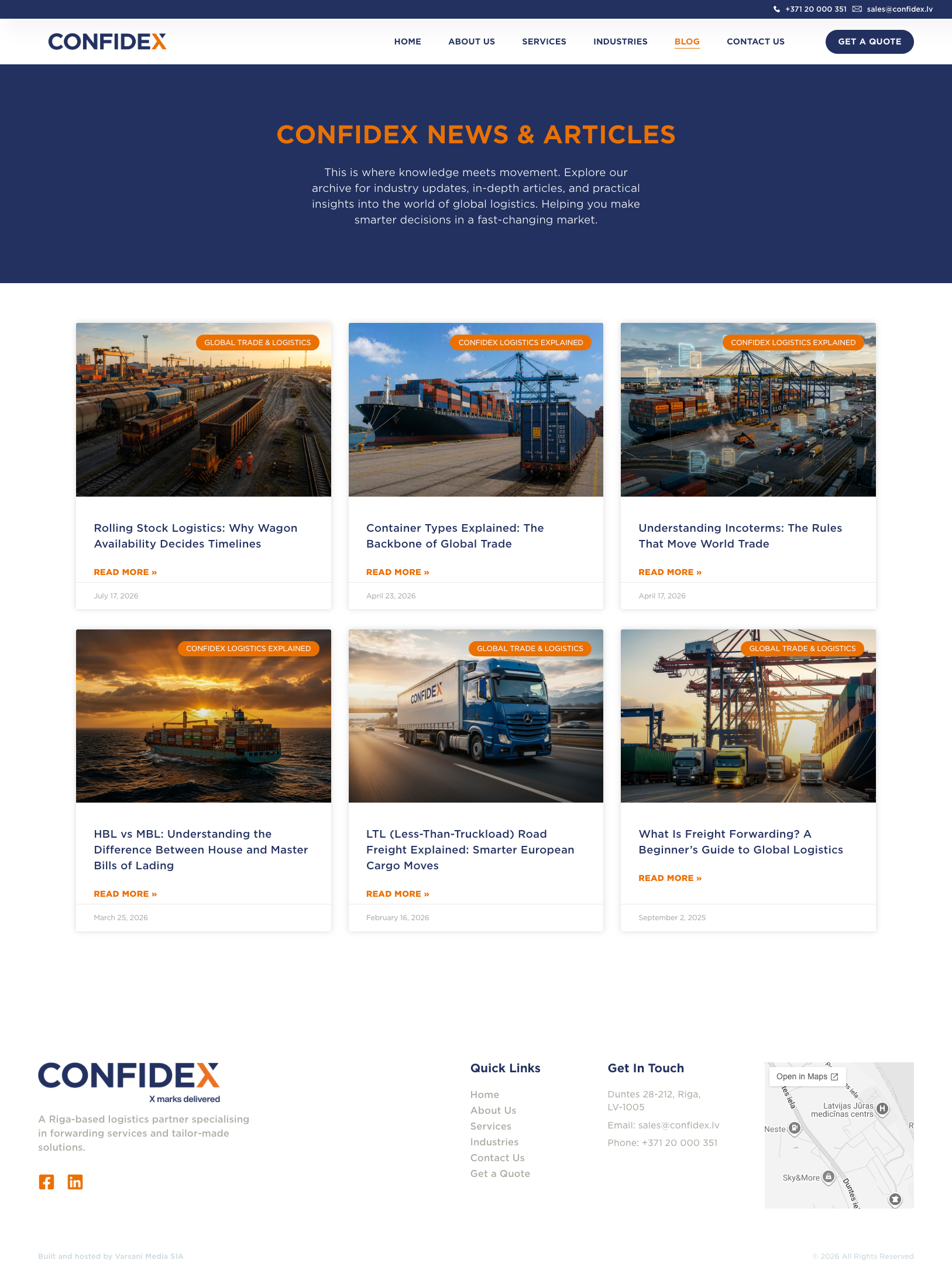 Confidex News and Articles page on the new website