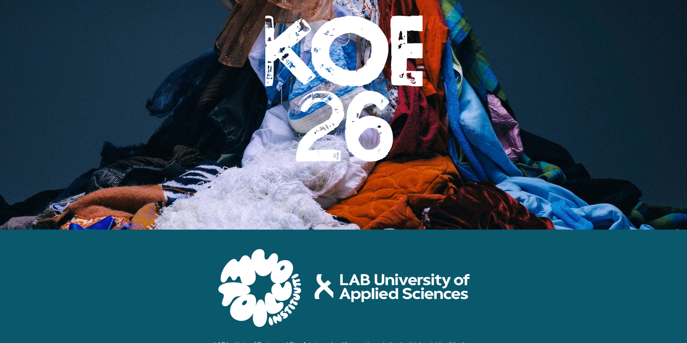 KOE 26 fashion show website hero with the LAB University of Applied Sciences logo