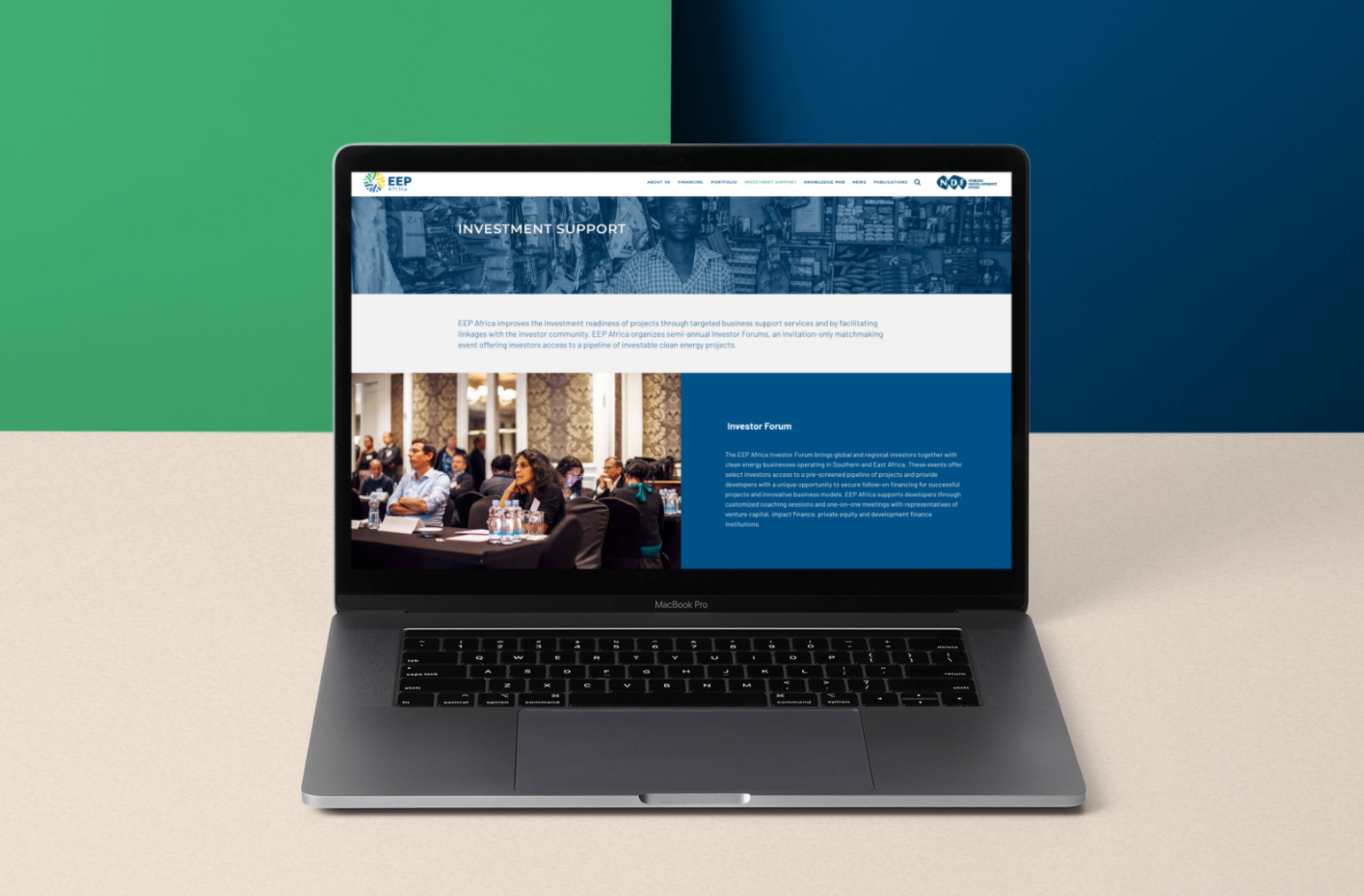 EEP Africa investment page on a laptop